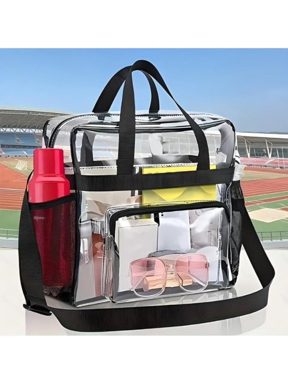 Portable PVC Travel Bag with Large Capacity and Transparent Design